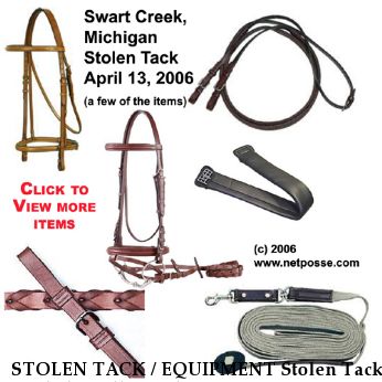 STOLEN TACK / EQUIPMENT Stolen Tack - English Bridles and equipment, Near Swartz Creek, MI, 48473